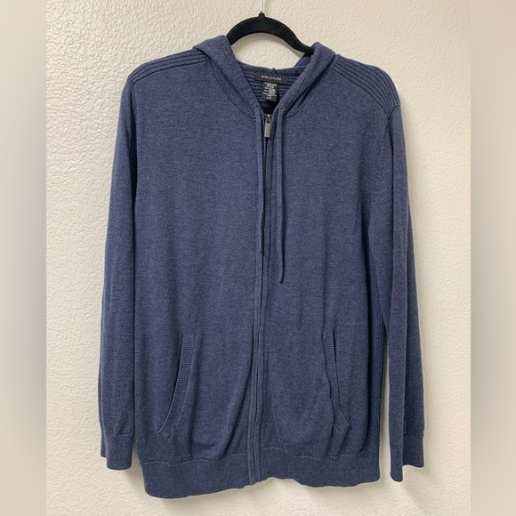 Structure Other - Structure Men’s Zip Up Hoodie Lightweight Blue Sweater Size Large